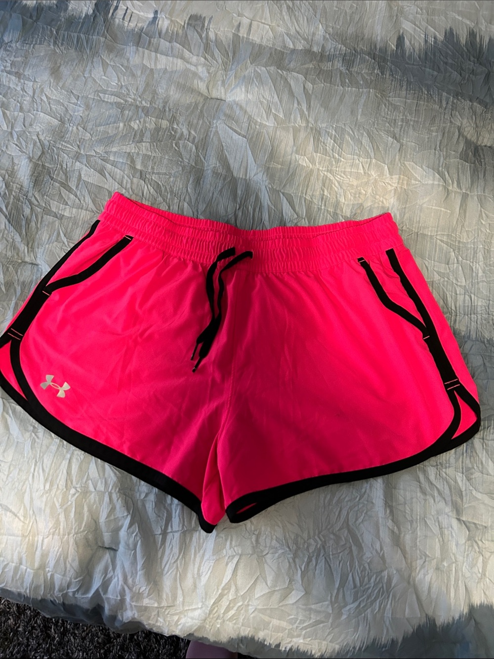 Under Armour Neon Pink Women's Athletic Shorts with Black Trim